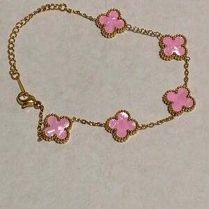 18k Over Stainless Steel Punk Clover bracelet with extender